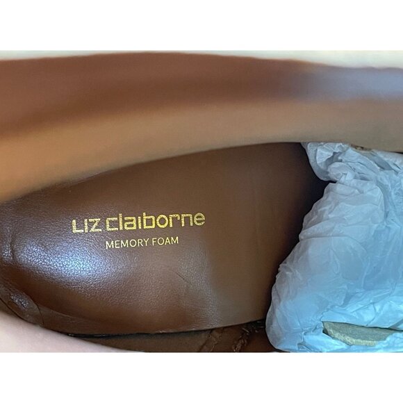 Liz Claiborne Size 10 M Olinda Cognac Faux Leather Block Heel Ankle Boots - Picture 9 of 10